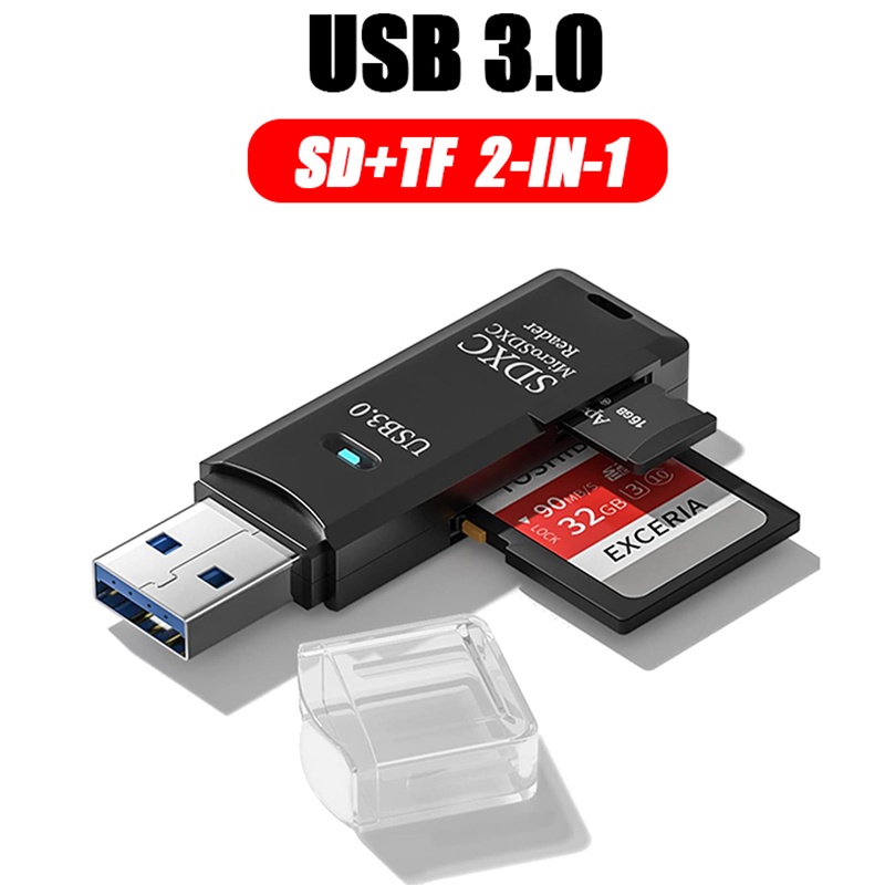 Laptop Accessories Gadgets - 2 ใน 1 USB 3.0 เครื่องอ่านการ์ดแบบพกพาเครื่องอ่านการ์ดไมโคร