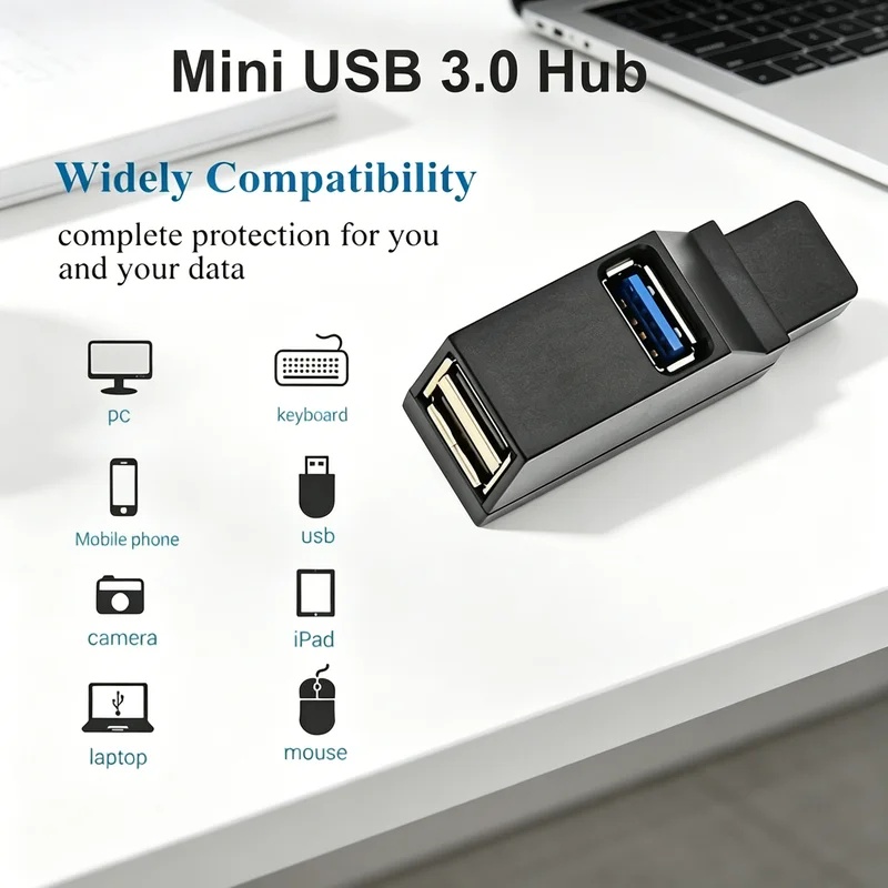 Laptop Accessories Gadgets - USB 3.0 2.0 หมุนได้ 3 พอร์ตฮับสปลิตเตอร์,