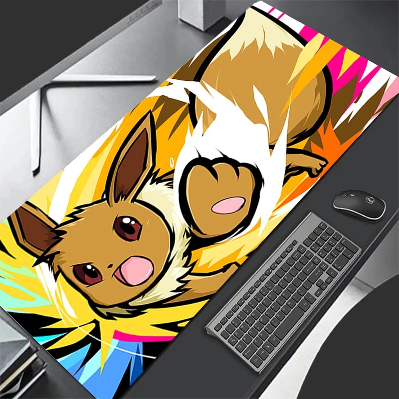 Laptop Accessories Toys - P-Pokemon Eevee Anime Gaming Mouse Pad,แผ่นรองเม้าส์แบบขยายได้,แผ่นรองคีย์บอร์ดสำหรับแล็ปท็อปพีซี