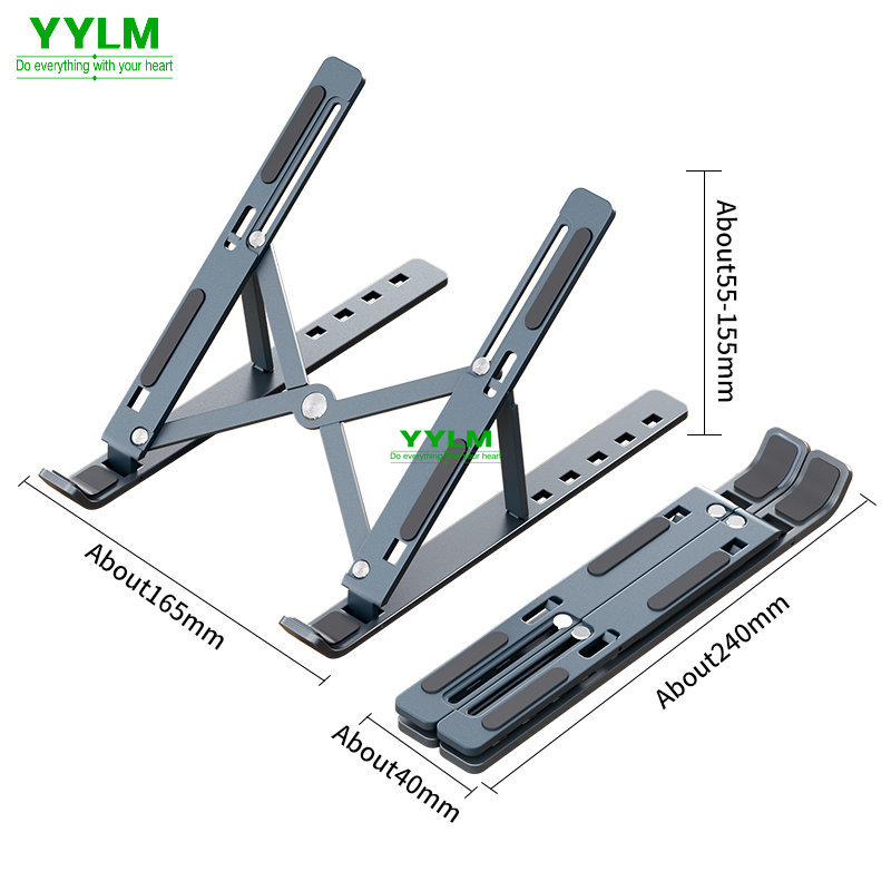 Laptop Stand Riser - YYLM N3 ขาตั้งแล็ปท็อปแบบพกพาอลูมิเนียมพับขาตั้งโน้ตบุ๊คสําหรับแล็ปท็อปขนาด 10-15.6 นิ้วสําหรับใช้งานร่วมกับ MacBook