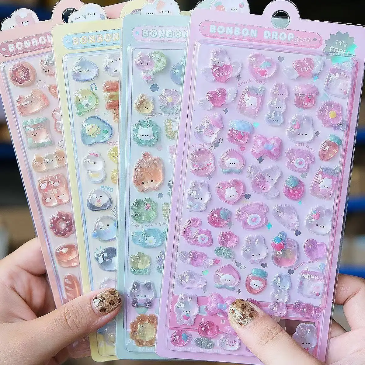 Laptop Accessories Aesthetic - สติ๊กเกอร์เรซิน 3D ลายการ์ตูนน่ารักแบบใส ประดับประดาด้วยประกายแวววาว เหมาะสำหรับตกแต่งสมุดภาพ เคสโทรศัพท์