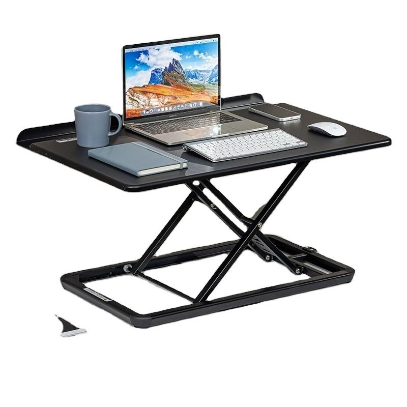Laptop Stand Riser - แท่นวางคอมพิวเตอร์แบบปรับระดับความสูงได้ด้วยลม แบบสองชั้น สำหรับวางจอภาพและแล็ปท็อป แบบพับได้ ใช้สำหรับทำงานที่บ้านหรือที่ออฟฟิศ
