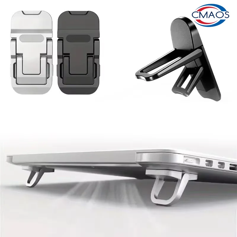 Laptop Stand Riser - ขาตั้งแล็ปท็อปแบบพับได้ขนาดเล็ก 2 ชิ้น พลาสติก ABS แบบพกพา
