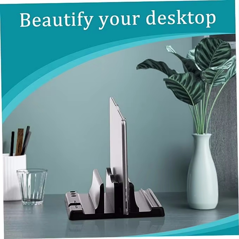Laptop Accessories Gadgets - ขาตั้งแล็ปท็อปแนวตั้งแบบปรับได้ ที่วางแล็ปท็อปแบบประหยัดพื้นที่ อุปกรณ์จัดระเบียบโต๊ะทำงานสำหรับสำนักงาน บ้าน อุปกรณ์จัดเก็บคอมพิวเตอร์