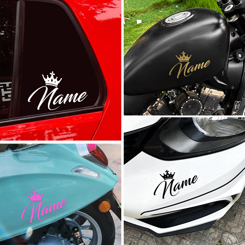 Laptop Accessories Name - สติกเกอร์ชื่อมงกุฎแบบกำหนดเองข้อความส่วนบุคคลกันน้ำไวนิลสติ๊กเกอร์ติดด้วยตนเองรถถ้วยแล็ปท็อปรถจักรยานยนต์ DIY ของขวัญ