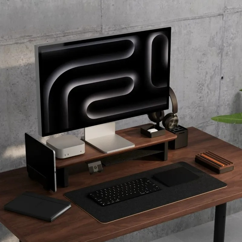 Laptop Stand Riser - ลดราคา! ขาตั้งจอคอมพิวเตอร์วอลนัทแบบโมดูลาร์ โต๊ะคอมพิวเตอร์ตั้งโต๊ะ ประหยัดพื้นที่ ชั้นวางแล็ปท็อป ระบบจัดระเบียบสำนักงาน