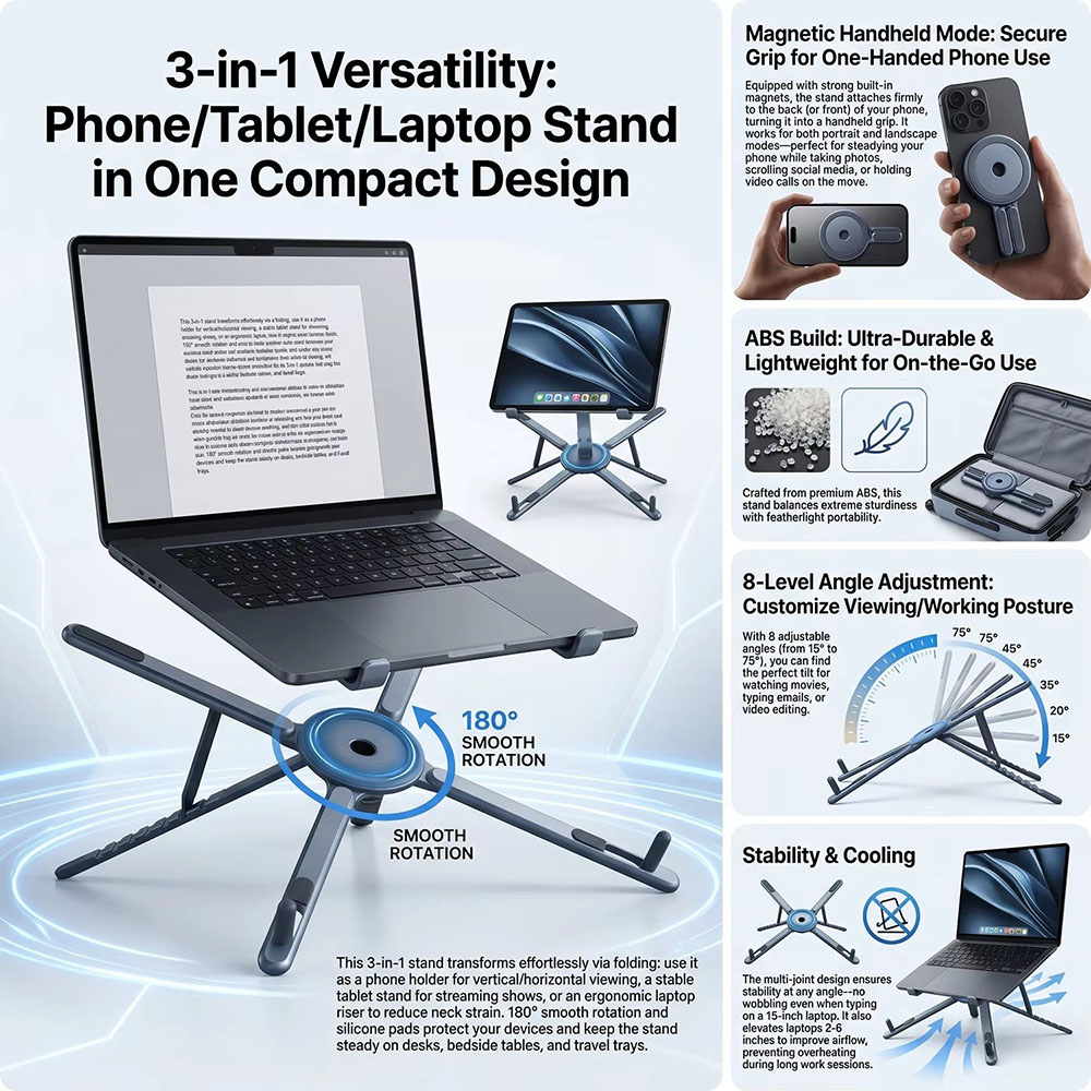 ที่วางโทรศัพท์แม่เหล็กแบบพกพาแ - Laptop Accessories For Office บทวิจารณ์และราคา